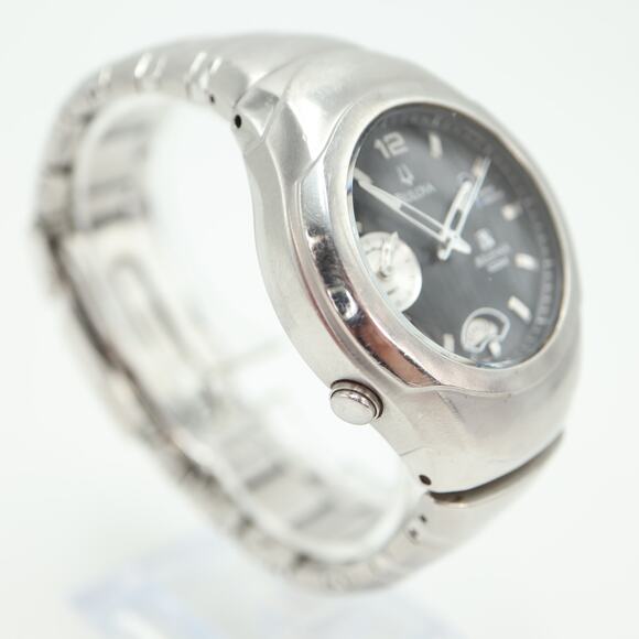 Vintage Bulova Millenia 2000s Vibra Alarm Watch 40mm Black Dial w New Battery - Picture 10 of 16